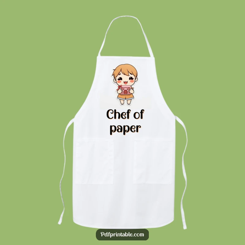 Funny Craft Master Apron: Smiling character with paper craft, a humorous gift for makers.