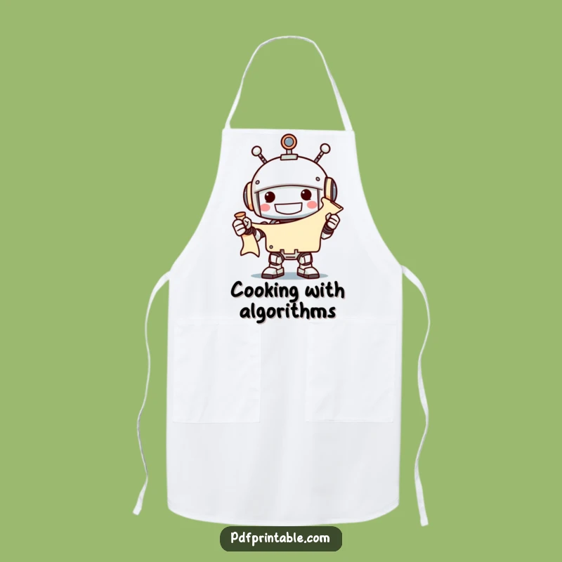 Funny Robot Scroll Apron: Hilarious Kitchen Wear for Tech-Savvy Cooks