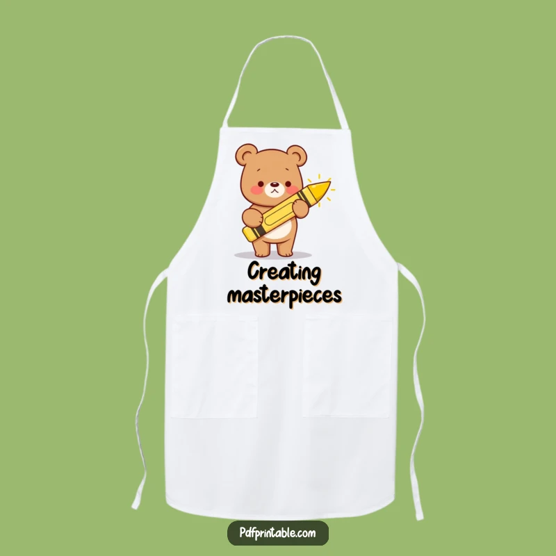 Funny Kawaii Bear Crayon Apron: Creative Kitchen Fun, Great Funny Gift