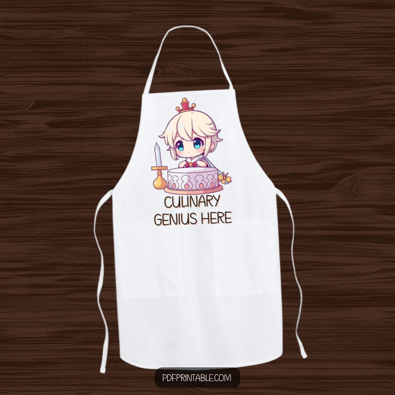 Funny Apron: Character looking at a finished creation with immense pride, a humorous take on culinary success, a unique funny gift.