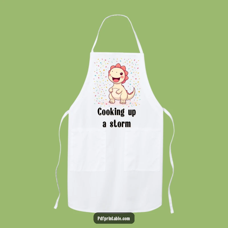 Funny Confetti Dino Printing Apron: Create Messy Fun with Hilarious Style