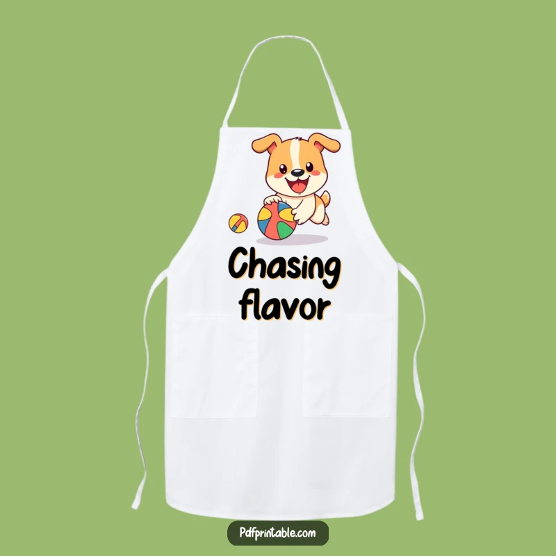 Funny Dog Ball Apron: Kitchen Pup, Playful Chase, Chef Funny Gift