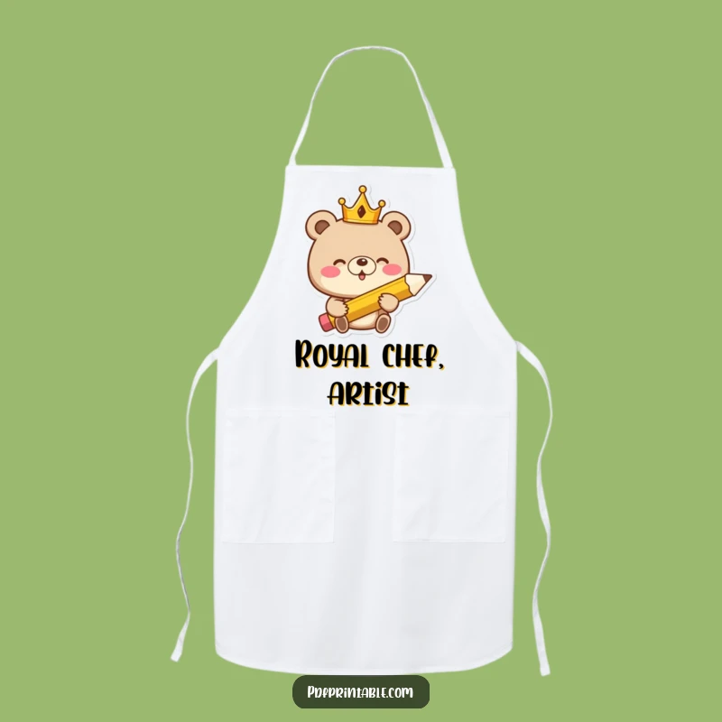 Funny Giggling Bear King Apron: Cook Up Laughs in Royal Style, Perfect Funny Gift!