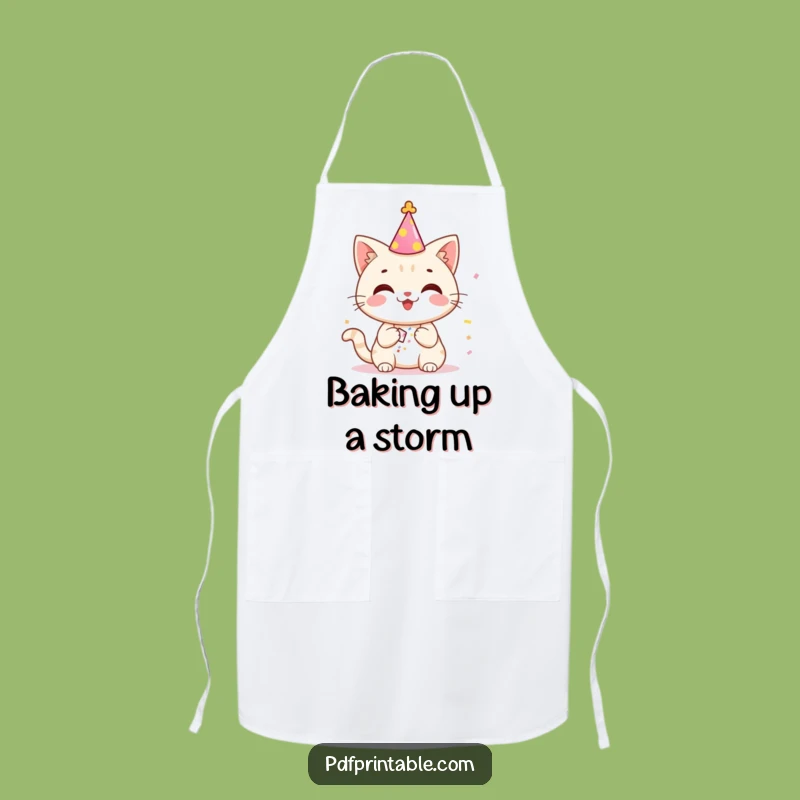 Funny Party Cat Chef Apron - Hilarious kitchen attire and perfect funny gift for cooks.