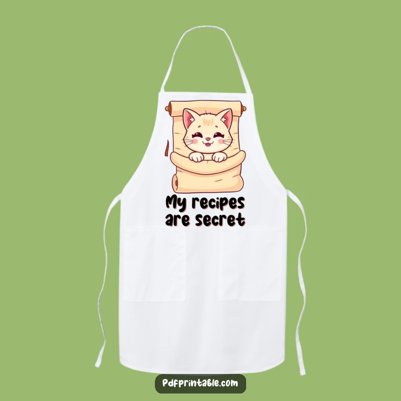 Funny Cat Scroll Apron: Kitchen Kitty, Unrolled Paper, Chef Funny Gift