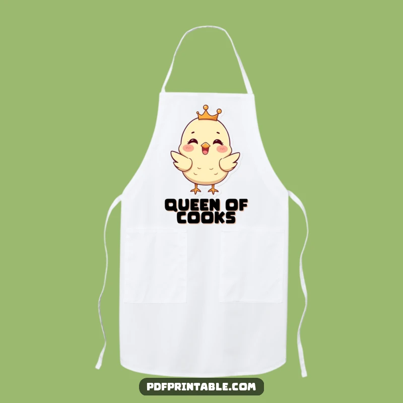 Funny Chick Crown Apron: Cook Like Royalty, Chirpy Monarch in the Kitchen, Perfect Funny Gift!