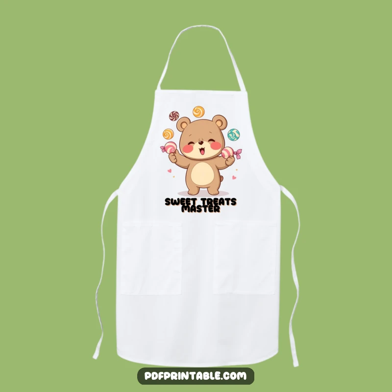 Funny Giggling Bear Candy Juggling Apron - Kitchen Fun & Protection