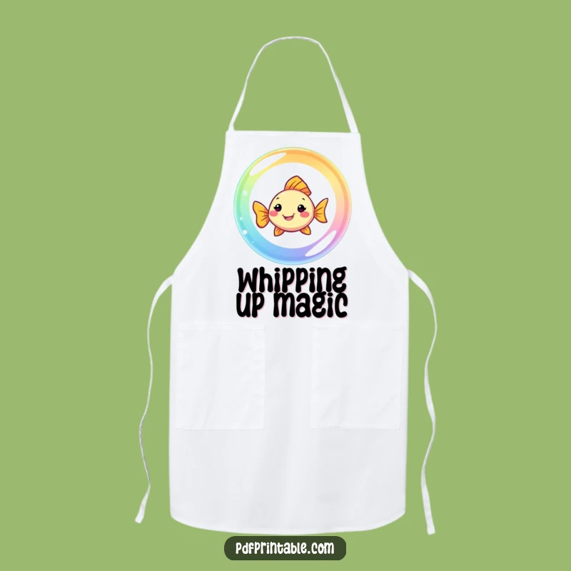 Funny Fish Rainbow Bubble Apron: Cook with Color, Smiling Swimmer in the Kitchen, Perfect Funny Gift!