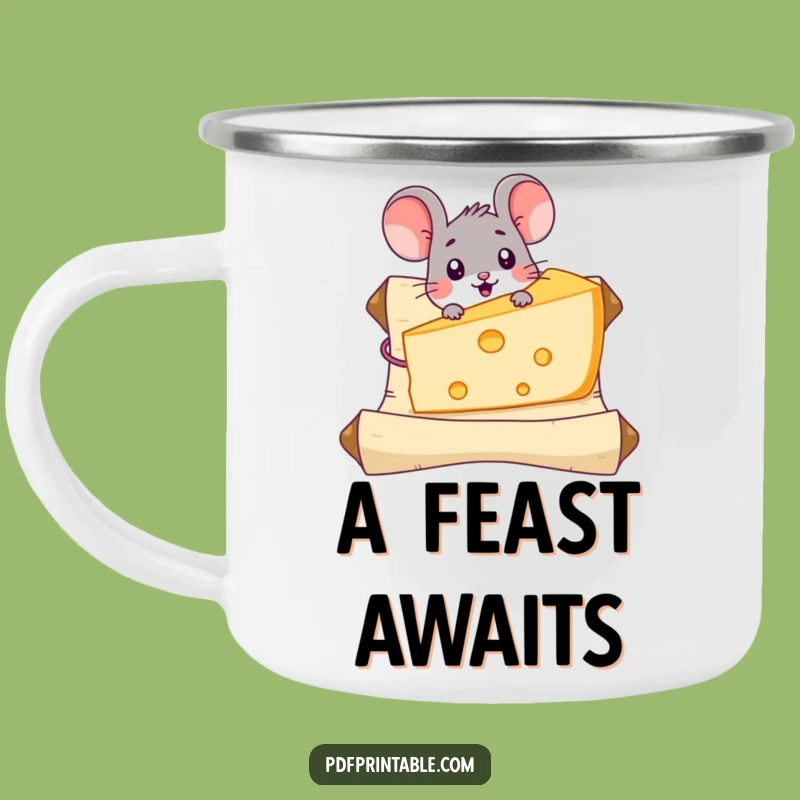 Funny Mouse Cheese Camping Mug: Outdoor Discovery, Giant Gruyere, Adventure Funny Gift