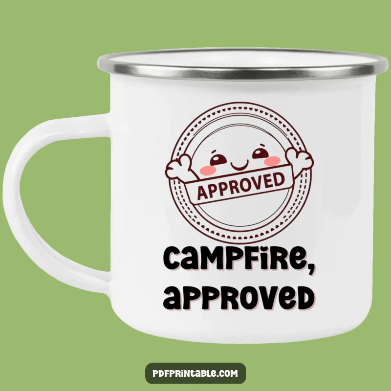 Funny Approval Character Camping Mug: Durable Approval, Happy Stamp, Outdoor Gift