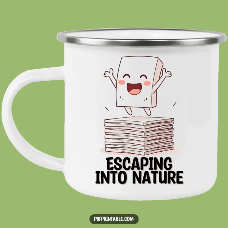 Funny Paper Character Camping Mug - Desk Escape Adventure - Perfect Funny Gift!