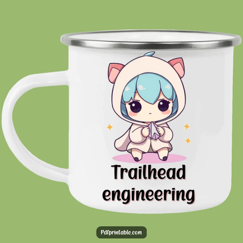 Funny Campfire Mug: Character s Paper Airplane Focus, Rugged Funny Gift