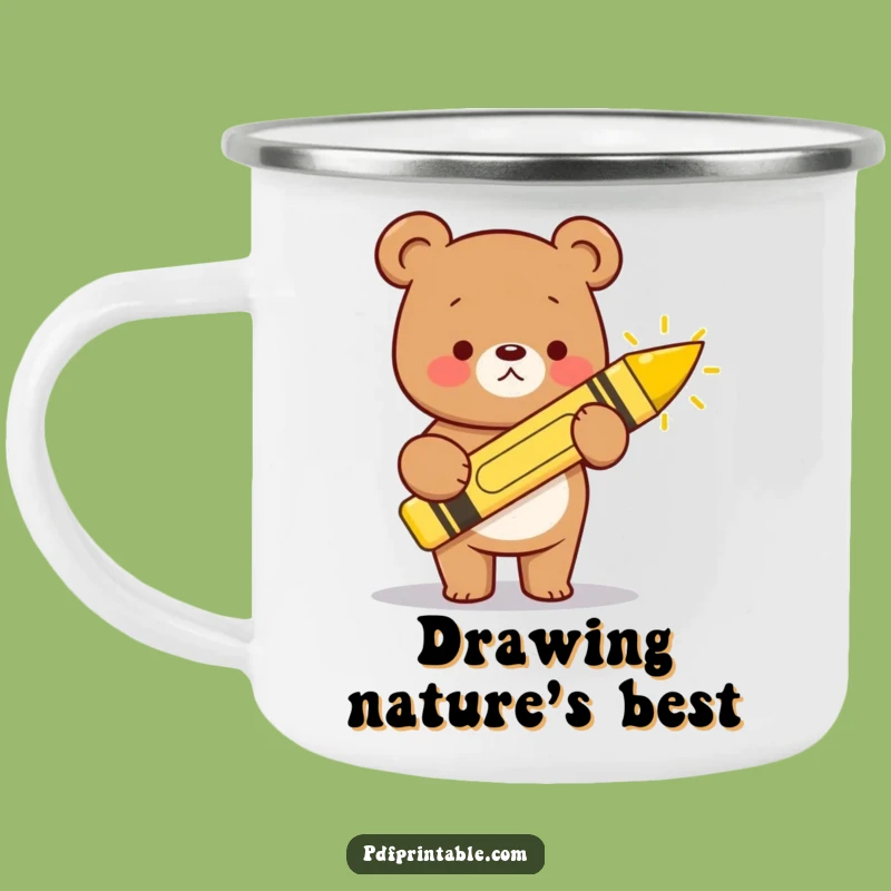 Funny Kawaii Bear Crayon Camping Mug: Outdoor Art Fun, Ideal Funny Gift