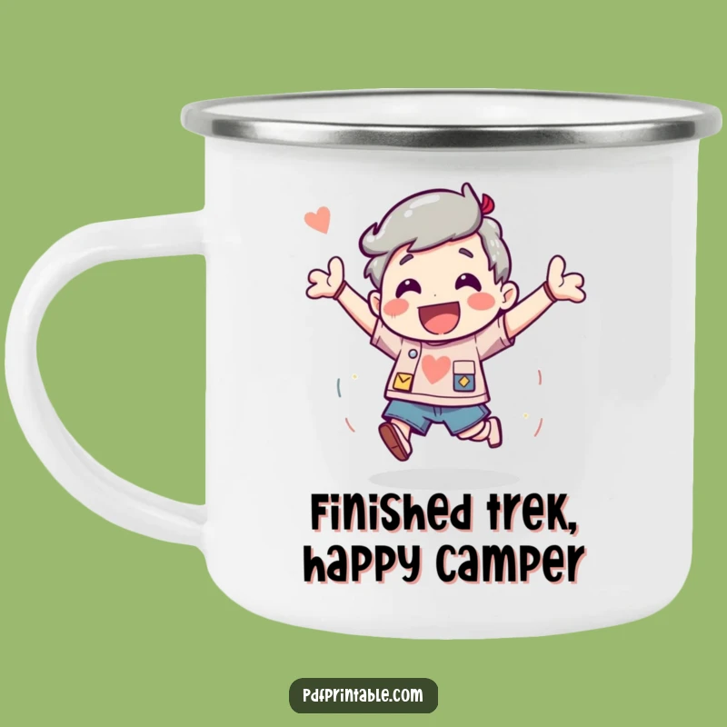 Funny Outdoor Project Mug: Excited Bouncing Character Camp Cup, Ideal Achievement Gift
