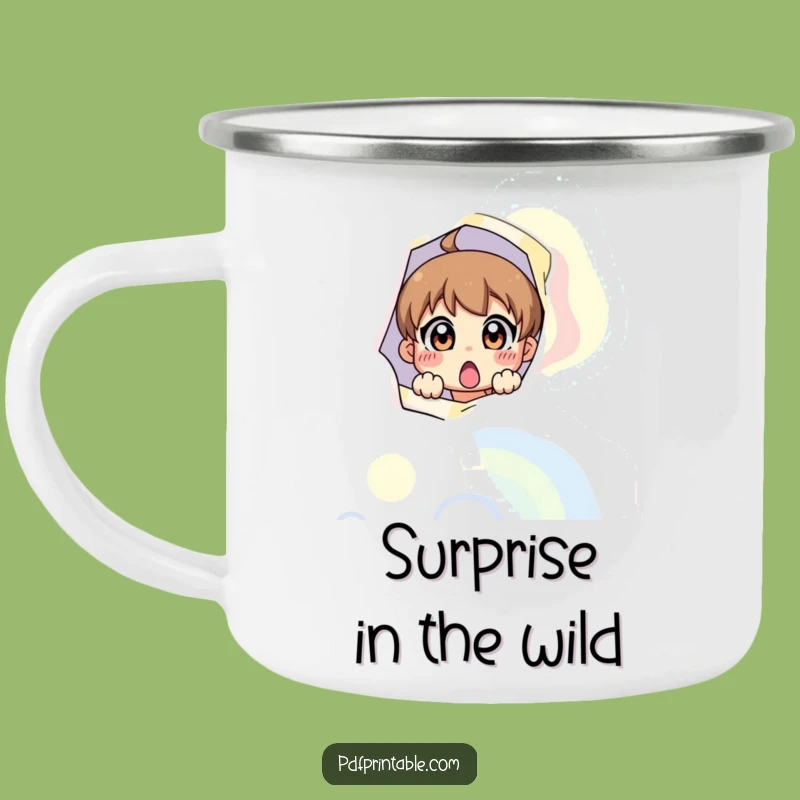 Funny Surprise Page Character Camping Mug: Durable Peek, Colorful, Outdoor Gift