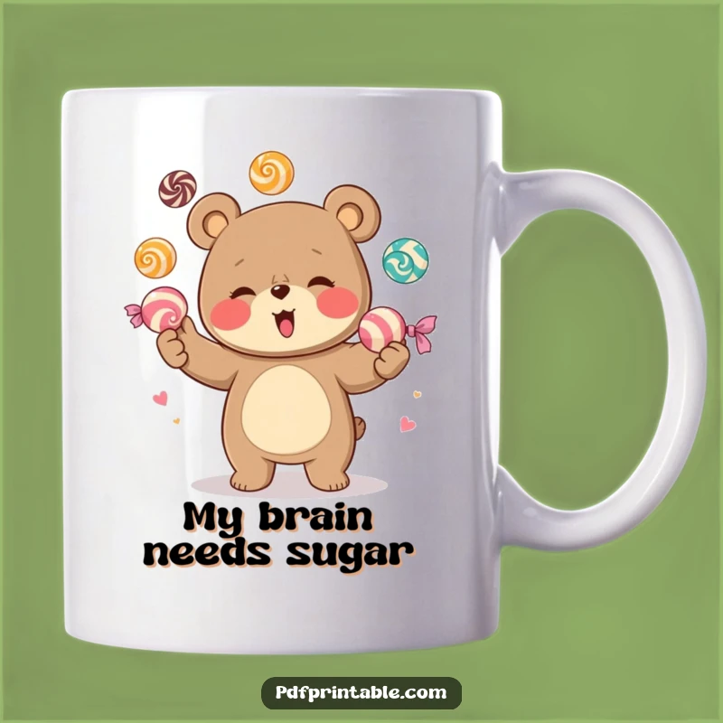 Funny Giggling Bear Candy Juggling Ceramic Mug - Perfect Sweet Treat Gift