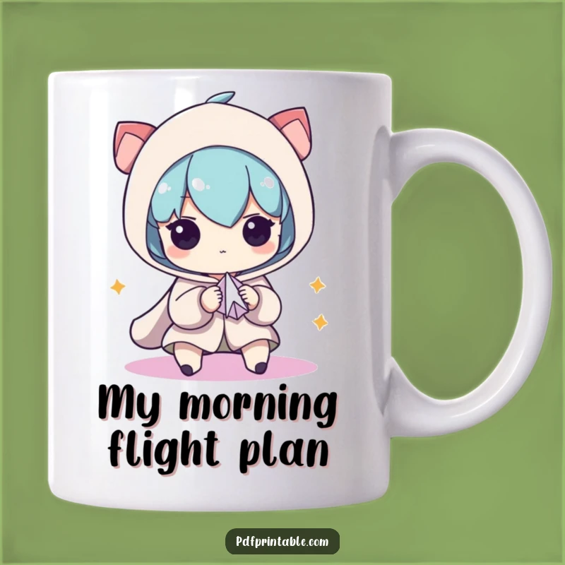 Funny Focused Pilot Mug: Character Making Paper Airplane, Perfect Gift for Dreamers