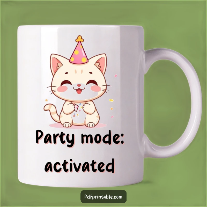 Funny Party Cat Confetti Mug - Hilarious celebration gift for cat lovers and party animals.