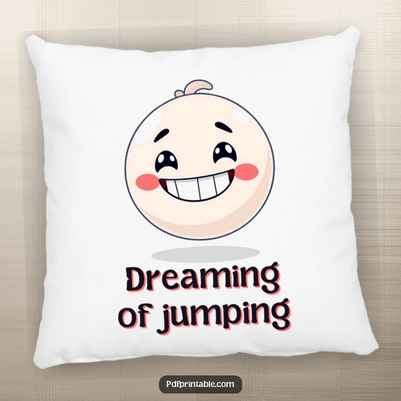 Funny Pillow showcasing a bouncy ball character with a huge grin, perfect for adding a touch of playful comfort.