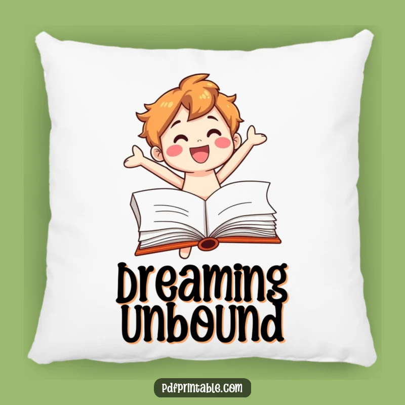 Funny Book Pillow: Smiling Character Jumping from Page - Cozy Literary Comfort
