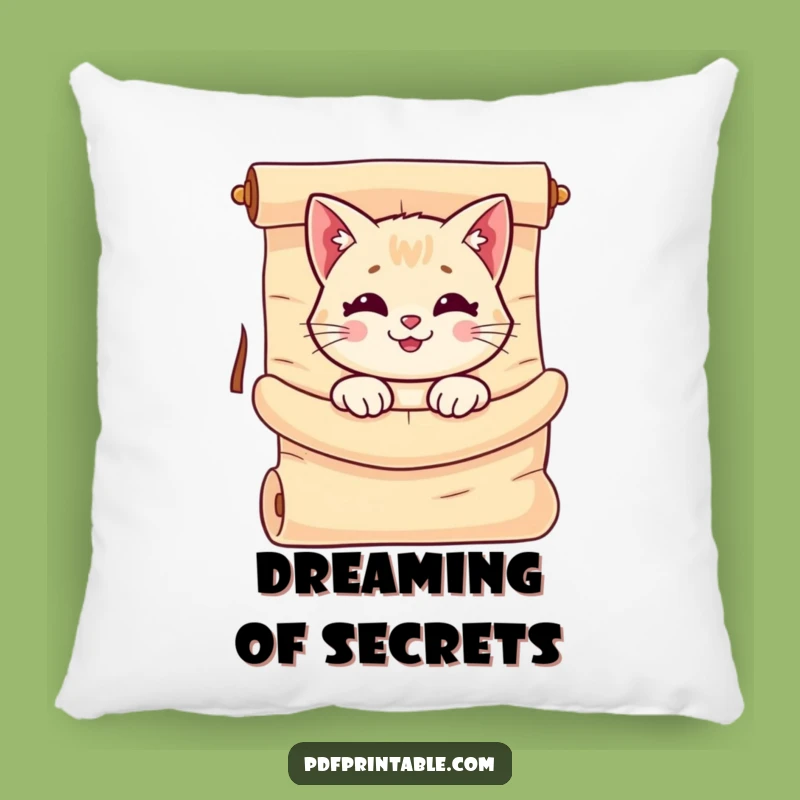 Funny Cat Scroll Pillow: Cozy Charm, Unrolled Scroll, Decorative Funny Gift