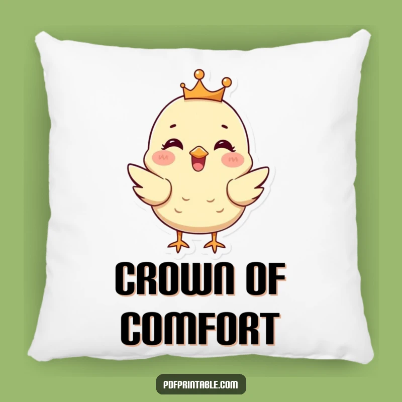 Funny Chick Crown Pillow: Plush Comfort, Chirpy Monarch, an Adorable Funny Gift!