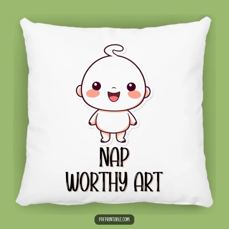 Funny Cozy Pillow: Happy Character S Doodle Art, Soft Funny Gift