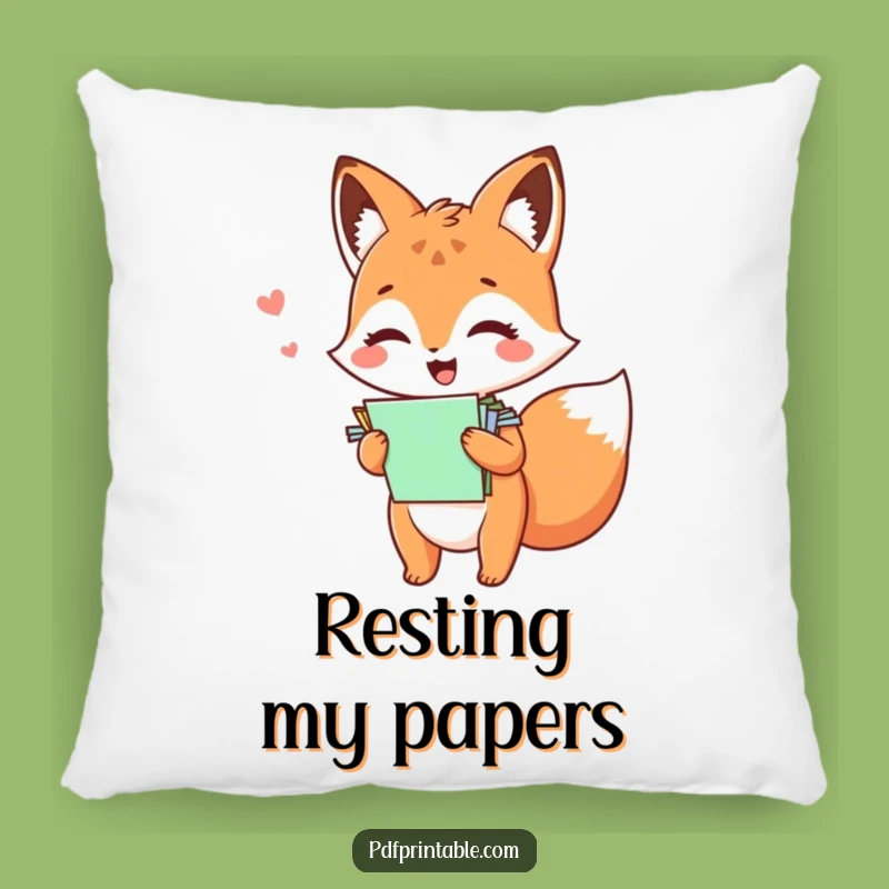 Funny Kawaii Fox Paper Pillow: Cozy Giggles, Adorable Funny Gift