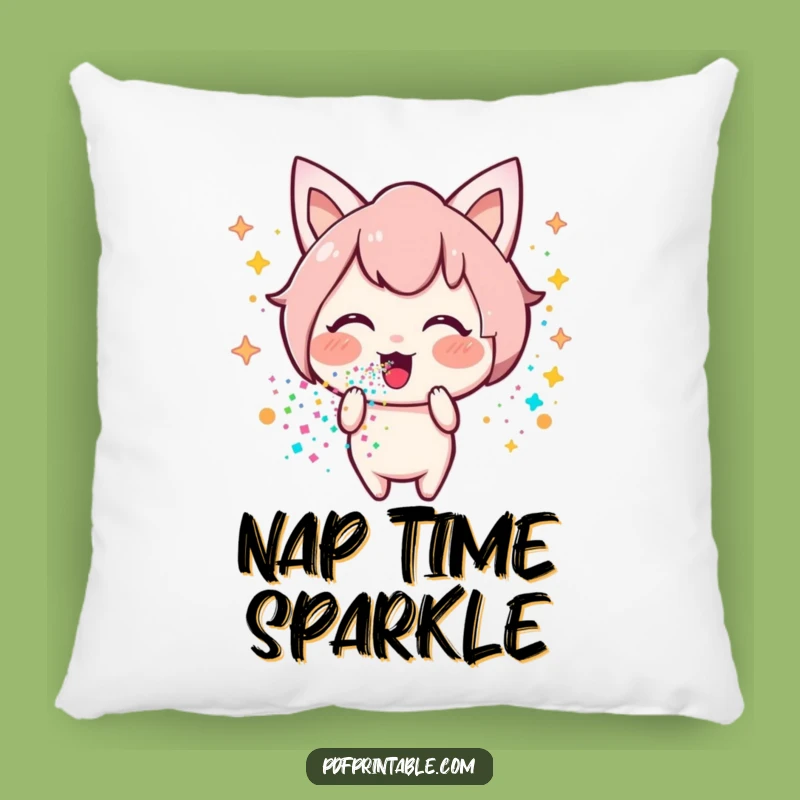 Funny Kawaii Glitter Pillow: Happy Character For Cozy, Sparkly Comfort