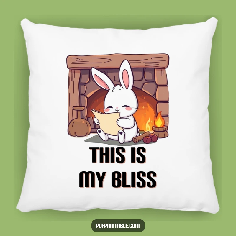 Funny Rabbit Pillow: Cozy Fireplace Reader, Plush and Hilarious Funny Gift