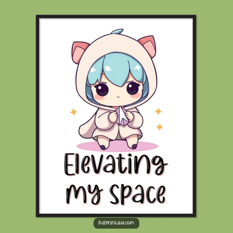 Funny Digital Art: Focused Character Makes Paper Airplane, Unique Funny Gift