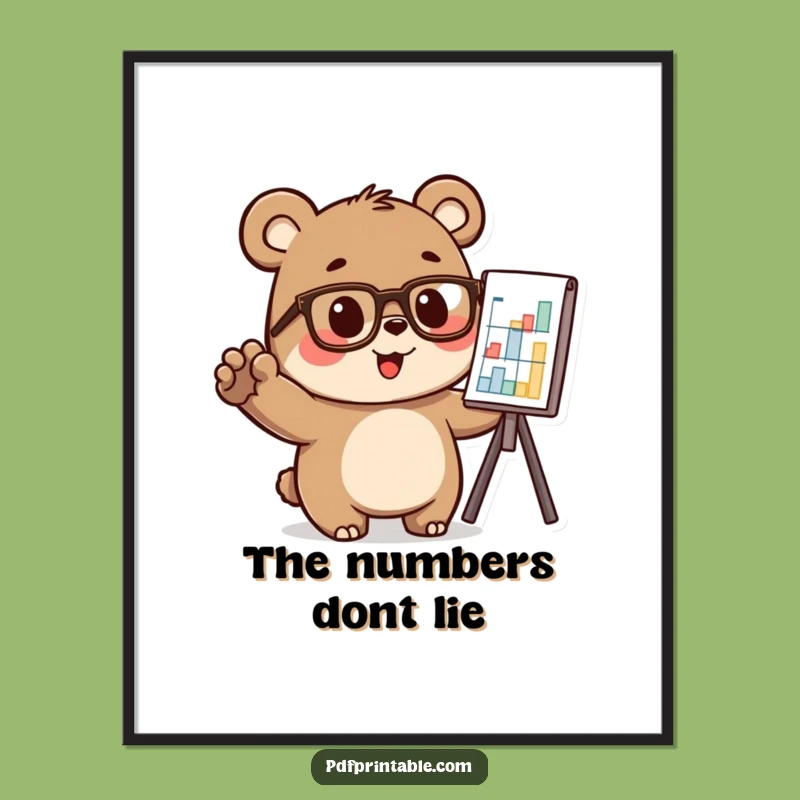 Funny Bear Analyst Digital Art: Hilarious Printable for Instant Smart Decor