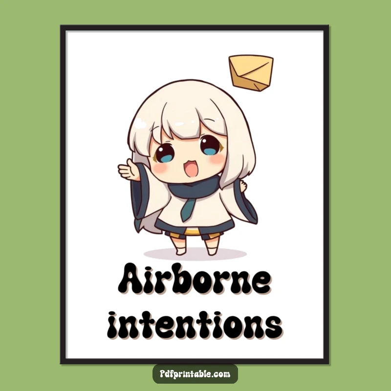 Funny Digital Art: Playful Character Tosses Paper, Unique Funny Gift Print