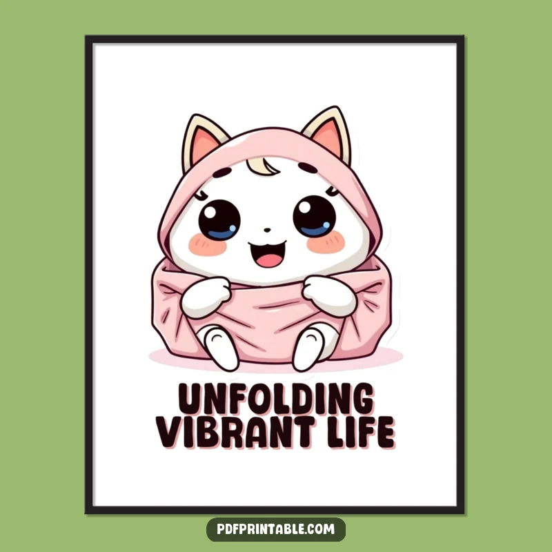 Funny Kawaii Giggling Unfolder Digital Art for Cheerful Decor