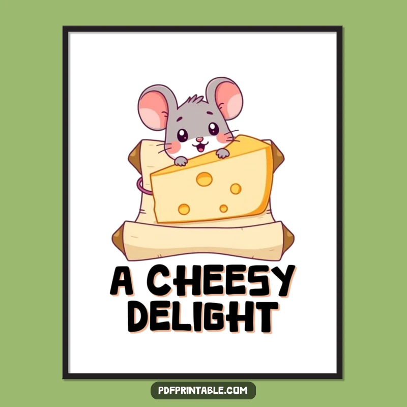 Funny Mouse Cheese Digital Art: Whimsical Wall Decor, Giant Gruyere, Instant Funny Gift