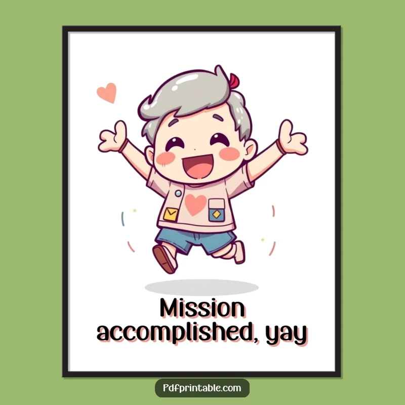 Funny Project Complete Digital Art: Excited Bouncing Character Download, Achievement Gift