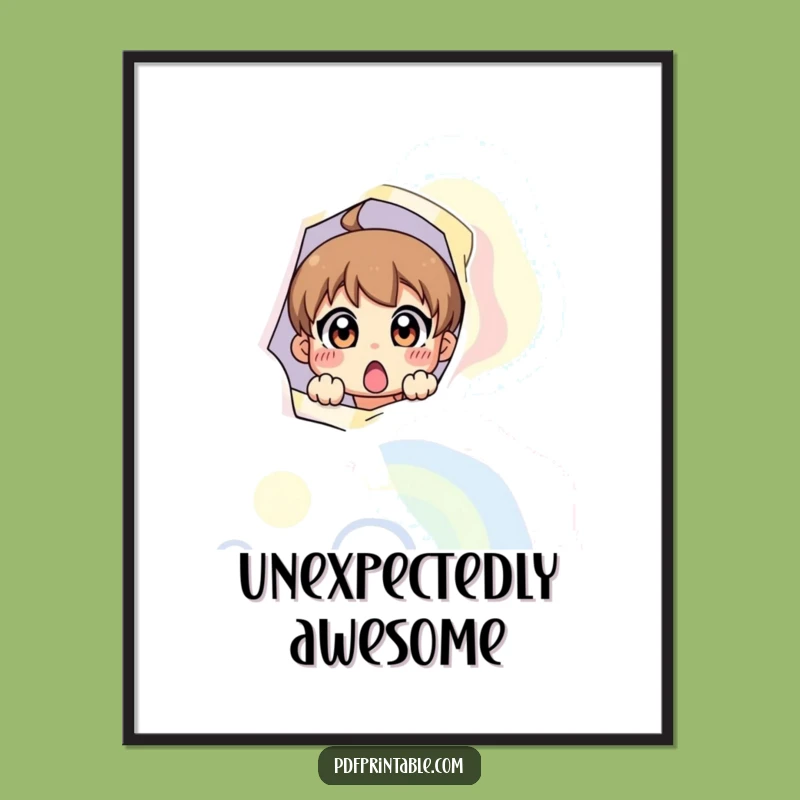 Funny Surprise Page Character Print: Instant Peek, Colorful Art, Humorous Decor Gift