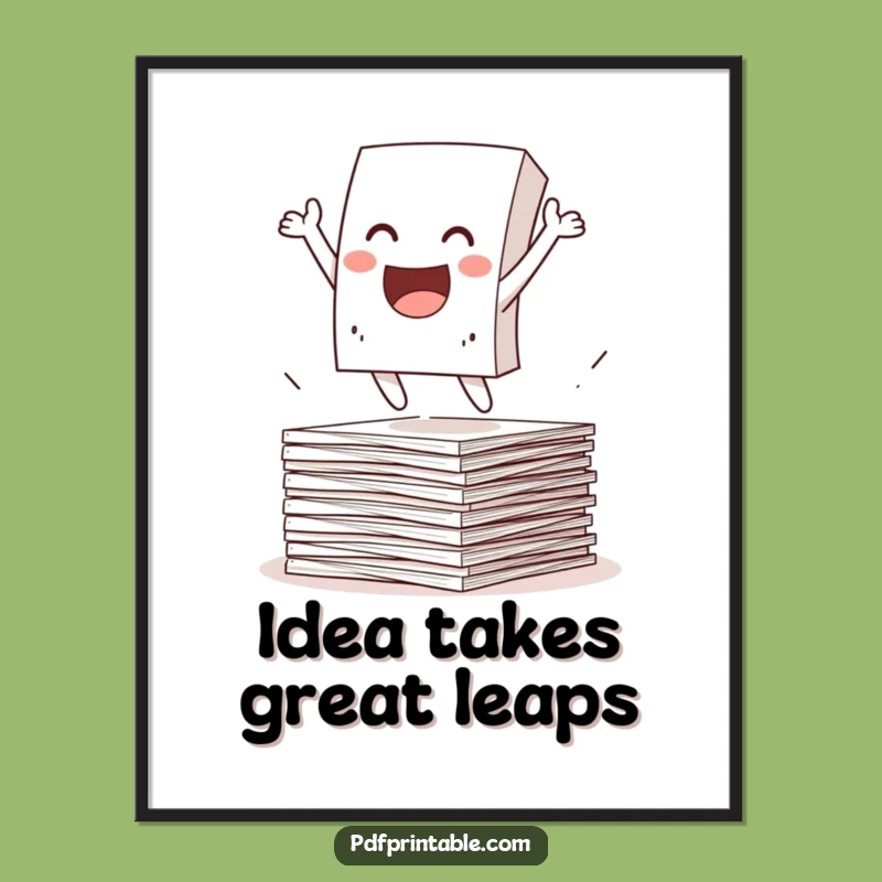 Funny Paper Character Art Print - Leap of Joy Decor - Hilarious Funny Gift!