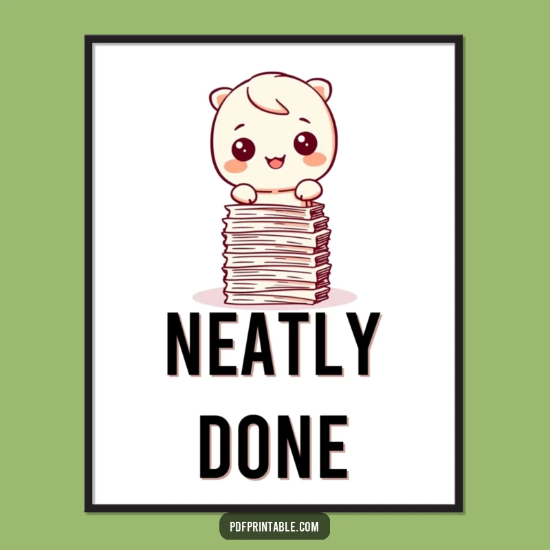 Instant Download: Funny Kawaii Organizer Digital Art Print for Tidy Decor
