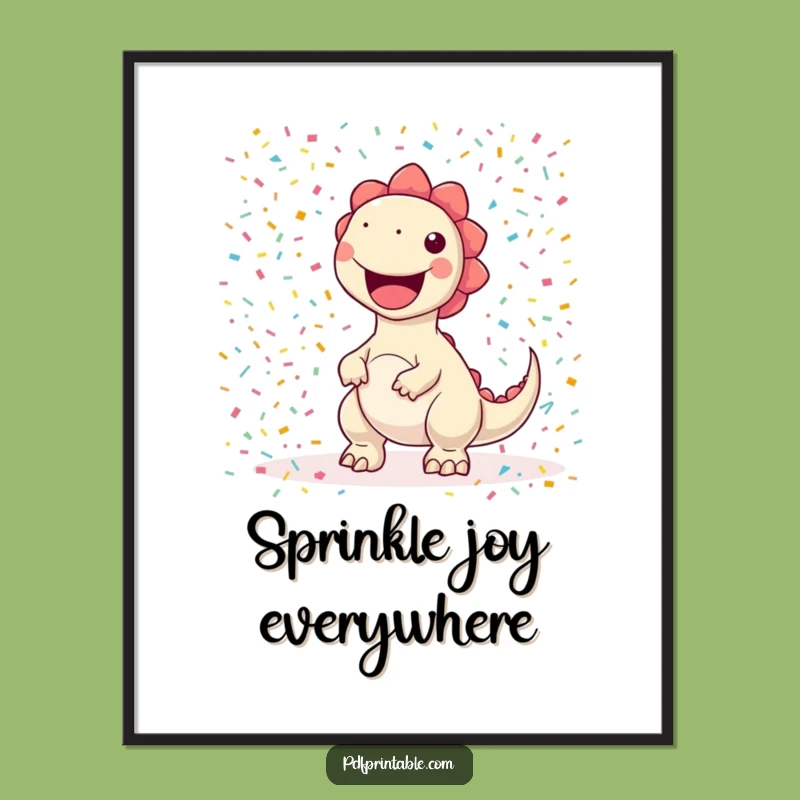 Funny Confetti Dino Printing Digital Art: Instant Hilarious Decor for Colorful Spaces