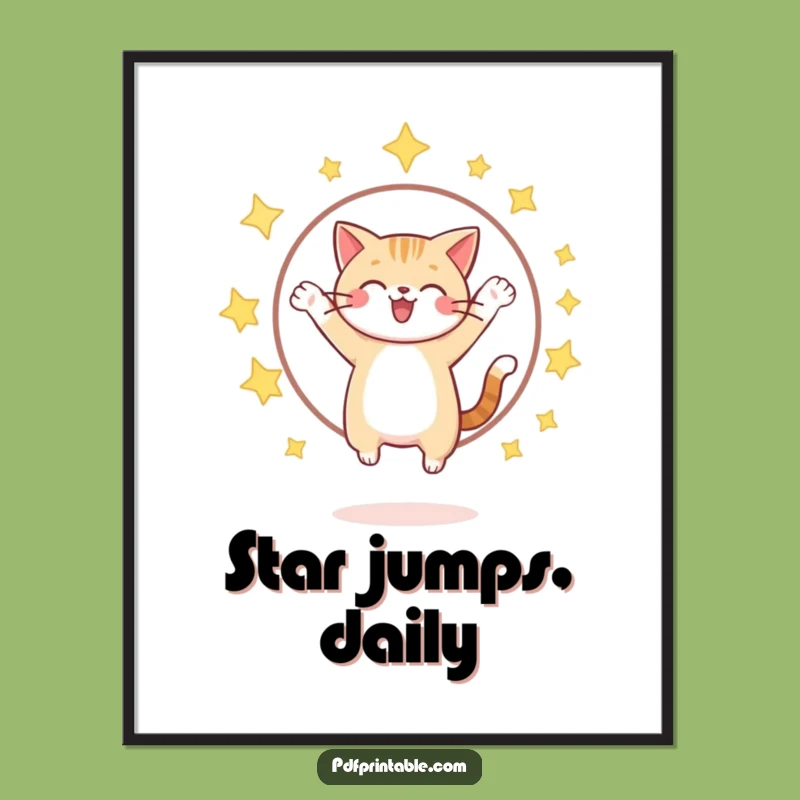 Funny Cat Star Hoop Digital Art Print: Instant Magical Decor