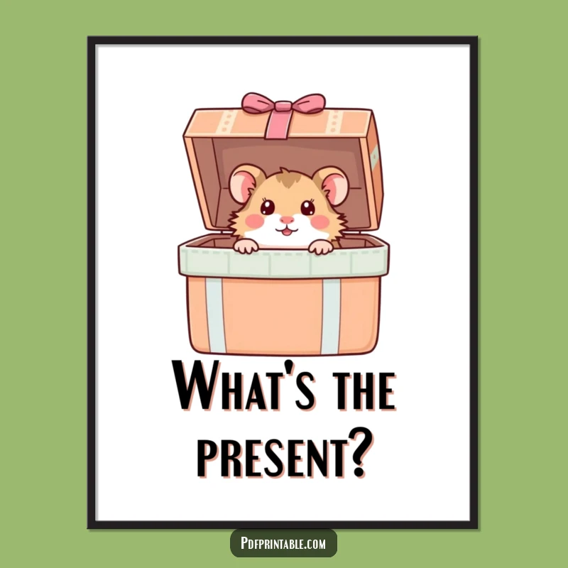 Funny Hamster Gift Box Digital Art: Hilarious Printable for Curious Decor