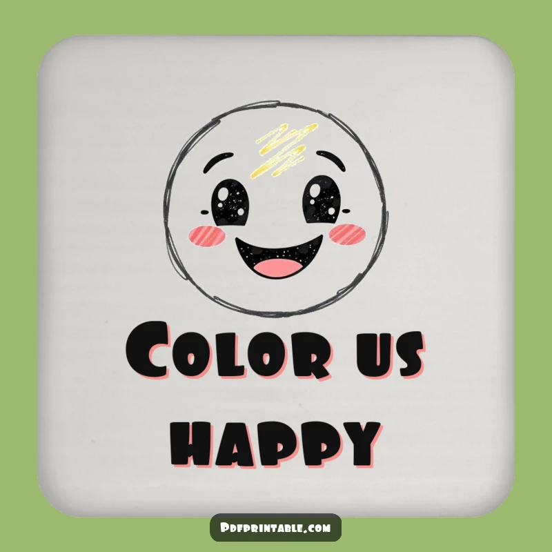 Funny Crayon Smile Drink Coaster: Protect Surfaces with Hilarious Art