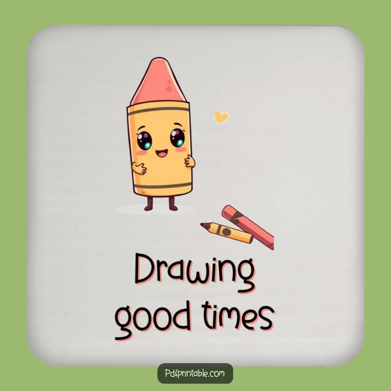 Funny Crayon Art Drink Coaster: Character drawing funny shape, a humorous gift.