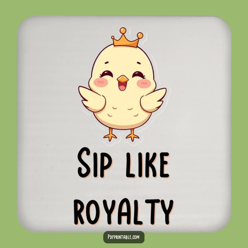 Funny Chick Crown Coaster Set: Protect Surfaces with Chirpy Royalty, a Charming Funny Gift!