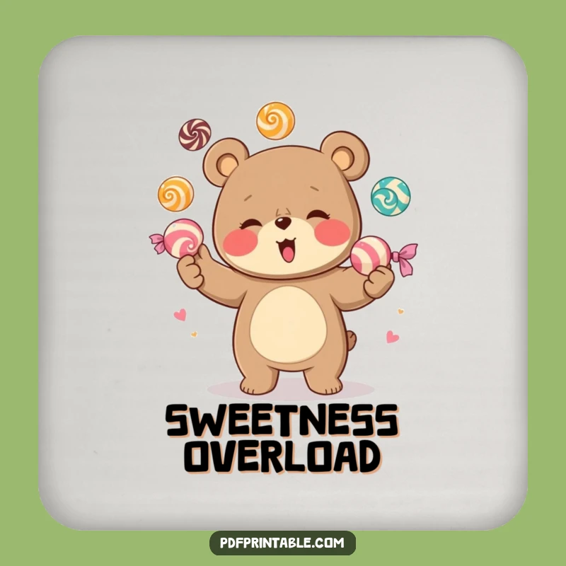 Funny Giggling Bear Candy Juggling Drink Coaster - Protect Surfaces