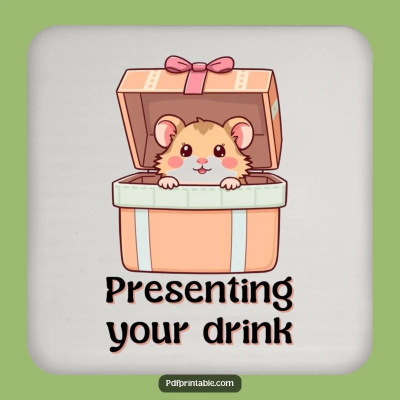 Funny Hamster Gift Box Coaster Set: Hilarious Decor for Curious Drinks