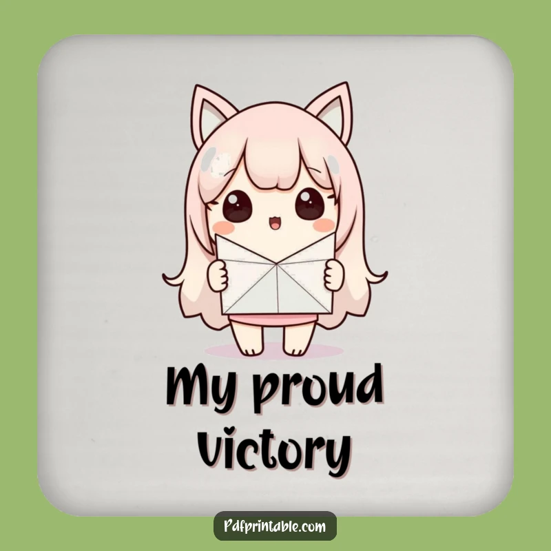 Funny Kawaii Paper Craft Coaster for Surprised Drink Lovers