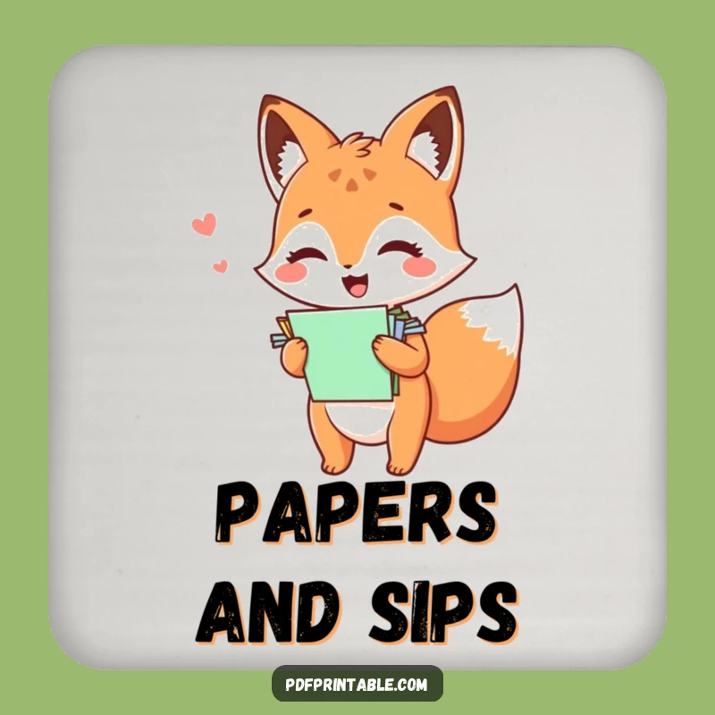 Funny Kawaii Fox Paper Coasters (Set of 4): Protect Surfaces With Fun, Cute Funny Gift