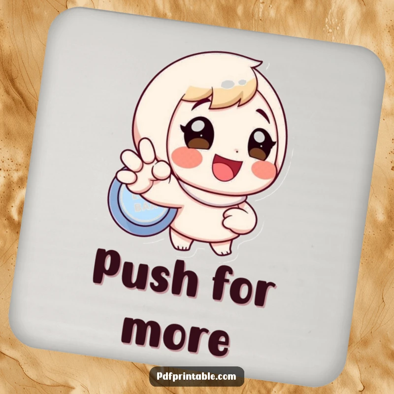 Funny drink coaster with an excited character pressing a button, perfect for protecting furniture and adding a humorous touch, great funny gift.